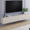 Image de Meuble TV 180 cm suspendu 2 portes bois effet travertin