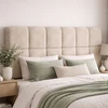 Image de Tête de lit suspendue 160 cm matelassée velours beige