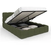 Image de Lit coffre double NUAGE avec tête de lit matelassée et sommier 140 x 190 cm tissu bouclette vert kaki