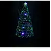 Image de Sapin de Noël artificiel lumineux fibre optique LED multicolore + support pied Ø 60 x 120H cm 130 branches étoile sommet brillante vert