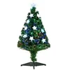 Image de Sapin de Noël artificiel lumineux fibre optique LED multicolore + support pied Ø 45 x 90H cm 90 branches étoile sommet brillante vert