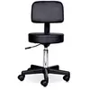 Image de Tabouret massage à roulettes réglable en hauteur pivotant avec dossier ergonomique noir