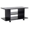 Image de Meuble tv bas table basse a roulettes en panneaux de particules noir