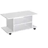 Image de Meuble TV bas à roulettes avec étagère panneaux de particules blanc