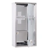Image de Armoire à pharmacie 2 étagères 3 niveaux verrouillable porte verre trempé dépoli logo croix 25L x 12l x 48H cm acier inox
