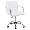 Image de Chaise de bureau fauteuil manager pivotant hauteur réglable revêtement synthétique capitonné blanc