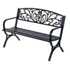 Image de Banc de jardin 3 places dim. 127 x 60 x 85 cm max 250 Kg acier fonte noir