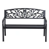 Image de Banc de jardin terrasse en acier fonte noir 3 places 127 x 60 x 87 cm charge max 220 Kg