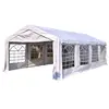 Image de Tente barnum tonnelle de réception 798L x 392l x 280H cm polyéthylène imperméable 8 fenêtres et acier galvanisé robuste blanc