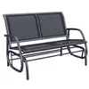 Image de Banc à bascule de jardin 2 places design contemporain grand confort accoudoirs assise et dossier ergonomique acier textilène noir