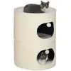 Image de Tour pour chat modulable zippée 3 parties - tonneau griffoir chat 2 pompons - sisal naturel peluche crème