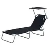 Image de Bain de soleil L. 187 cm noir en metal H. 36 cm non empilable pliable