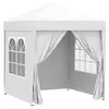 Image de Tonnelle de jardin tente pliante barnum pop-up 2 x 2 m 4 parois latérales amovibles 2 fenêtres sac de transport blanc