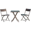 Image de Ensemble meubles de jardin design table carré et chaises pliables résine tressée imitation rotin marron