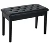 Image de Banquette tabouret siège pour piano avec coffre de rangement pied bois caoutchouc assise capitonnée revêtement synthétique noir