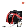 Image de Remorque vélo pour chien animaux pliable 8 réflecteurs drapeau barre attelage inclus acier polyester imperméable max. 30 Kg 130L x 73l x 90H cm rouge