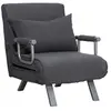 Image de Fauteuil chauffeuse canapé-lit convertible 1 place déhoussable grand confort coussin pieds accoudoirs métal suède gris