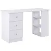 Image de Bureau informatique multimédia multi-rangements 3 tiroirs 2 étagères 120L x 49l x 72H cm blanc