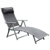 Image de Bain de soleil gris H. 65 cm en metal L. 137 cm non empilable pliable