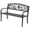 Image de Banc 3 places de jardin terrasse style rural chic 127L x 60l x 85H cm métal époxy anticorrosion noir