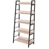 Image de Etagère bibliothèque style industriel incliné 5 niveaux 70L x 35l x 150H cm coloris chêne clair noir