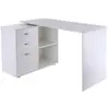 Image de Bureau d'angle bureau droit modulable 2 en 1 bureau informatique tiroirs x 3 + 2 niches MDF blanc