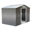Image de Abri de jardin - remise pour outils - cabanon double porte coulissante - fondation incluse - dim. 277L x 191l x 192H cm - tôle d'acier ondulée grise