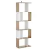 Image de Bibliothèque étagère meuble de rangement design contemporain en S 5 étagères 60L x 24l x 185H cm coloris chêne blanc