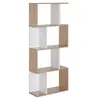 Image de Bibliothèque étagère meuble de rangement design contemporain en S 4 étagères 60L x 24l x 148H cm chêne blanc