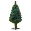 Image de Sapin de Noël artificiel lumineux fibre optique multicolore + support pied Ø 48 x 90H cm 90 branches vert