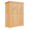 Image de Abri de jardin armoire de jardin remise pour outils sur pied dim. 128L x 50l x 164H cm 2 étagères 2 portes 2 fenêtres toit bitumé étanche bois massif