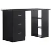 Image de Bureau informatique meuble de bureau 3 tiroirs coulissants + 3 étagères grand plateau 120L x 49l x 72H cm MDF noir
