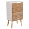 Image de Meuble de rangement chiffonnier design scandinave 40L x 30l x 75H cm 4 tiroirs bois massif pin MDF blanc et hêtre motif graphique