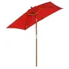 Image de Parasol rectangulaire inclinable bois polyester haute densité 2L x 1,5l x 2,3H m rouge