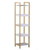 Image de Etagère en bambou de salle de bain étagère debout 3 paniers + 2 étagères dim. 32L x 30l x 130H cm beige blanc