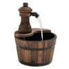 Image de Fontaine de jardin tonneau pompe à eau submersible incluse Ø 27 x 37H cm bois de pin marron