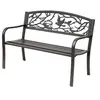 Image de Banc 3 places de jardin terrasse style rural chic 127L x 60l x 85H cm métal époxy anticorrosion brun