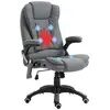 Image de Fauteuil de bureau direction massant chauffant hauteur réglable dossier inclinable toile de lin gris chiné