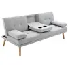 Image de Canape droit 3 places en lin bois 77 x 181 x 72 cm
