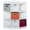 Image de Meuble de rangement d'angle unité de rangement 9 niches 3 tiroirs non tissé MDF blanc
