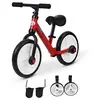 Image de Vélo enfant draisienne 2 en 1 roulettes et pédales amovibles roues 12 hauteur selle réglable acier rouge