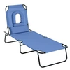 Image de Bain de soleil pliable transat inclinable 4 positions chaise longue de lecture 3 coussins fournis bleu