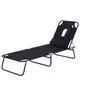Image de Bain de soleil pliable transat inclinable 4 positions chaise longue de lecture 3 coussins fournis noir