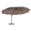 Image de Parasol déporté grande taille XXL inclinable dim. 4,4L x 2,7l x 2,5H m piètement en acier inclus polyester marron