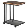 Image de Table basse table d'appoint Vintage style industriel étagère acier noir MDF coloris boisé