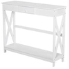 Image de Console style table de drapier néo-rétro tiroir + étagère dim. 100L x 30l x 81H cm MDF blanc