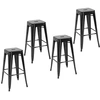 Image de Lot de 4 tabourets de bar industriel empilables hauteur assise 76 cm métal noir