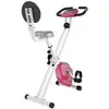 Image de Vélo d'appartement pliable 8 niveaux de résistance magnétique selle réglable dossier écran LCD multifonction capteur fréquence cardiaque rose