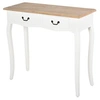 Image de Console style table de drapier style shabby chic 2 tiroirs dim. 87L x 34l x 78H cm MDF bois massif pin clair blanc