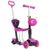 Image de Trottinette pour enfants trottinette 3 roues évolutive 3 en 1 hauteur guidon réglable canne telescopique selle dossier amovible rose